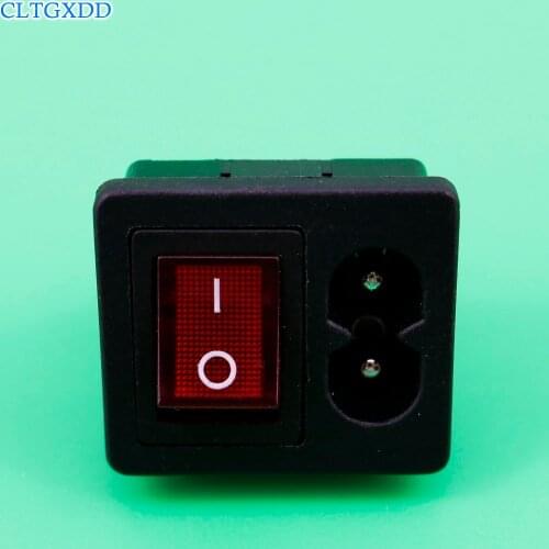 Cltgxdd IEC 320 C8 AC Power Cord Inlet Socket Connector With ON-OFF Red Rocker Switch 250V 2.5A CCC CE