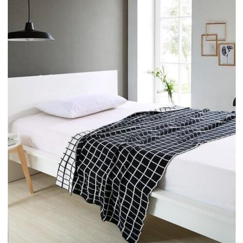 Geometric Knitted Thread Blanket Cotton Throw Plaid Sofa Home Bed Car Plane Double Side Available Soft Adults Kids Blanket Decor