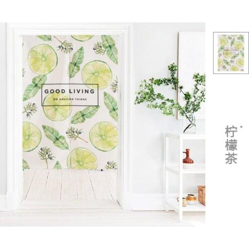 Children room divider kitchen door curtains fruit lemon tea window treatments rod pocket printed Japanese curtain decoration