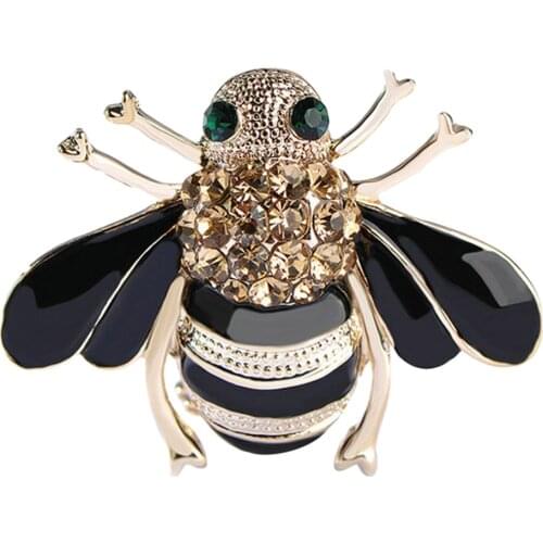 High Quality Bees Brooch Black Enamel Corsage Hats Scarf Clips Accessories Green Eyes Brooches For Woman Party 2018 Hot Sale