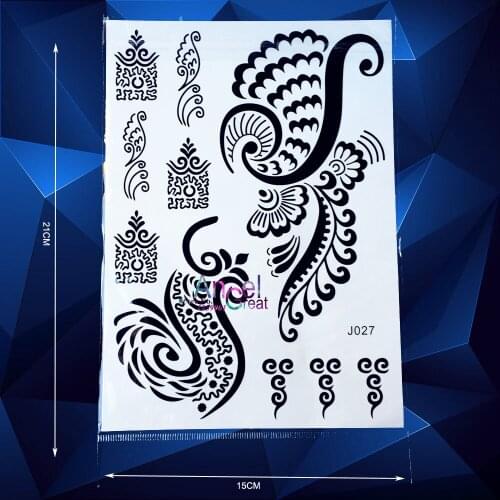 1PC Flash Waterproof Black Henna Tattoo WOmen Body Art Back Arm Tattoo Stickers ABJ027 Wings Lace Sexy Totem Tatoo tatouage taty