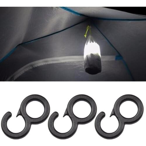 10pcs/set Clip Tail Hook Light Camping Canopy Fixed Canvas Outdoor Hiking Hook Camping Tent Accessories Black Plastic