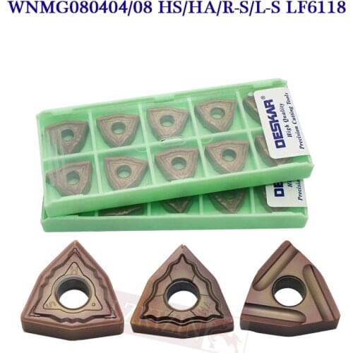 10pcs WNMG080404 WNMG080408 HS HA R S L S LF6118 DESKAR Carbide Insert Cutter tools CNC Lathe Turning Tool For Stainless Steel