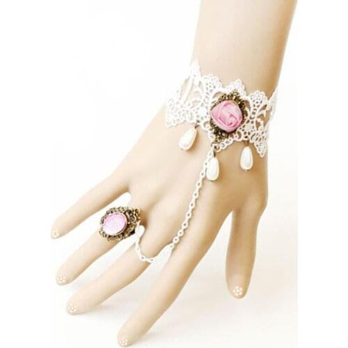 12 Pieces/Lot Gothic Lace Beads Tassel Bracelets Women Statement Crystal Finger Circle Bracelet Romantic Wristbands Accessories