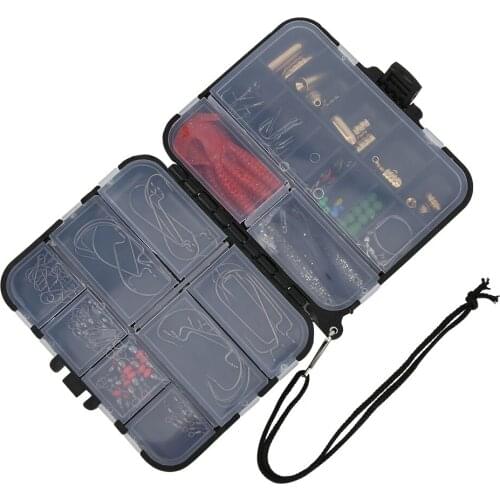 138 Pcs Fishing Accessories Kit Fishing Lure Baits Hook Copper Color Sinkers Weights Soft Lures Fishing Tackle Accessoris Kit