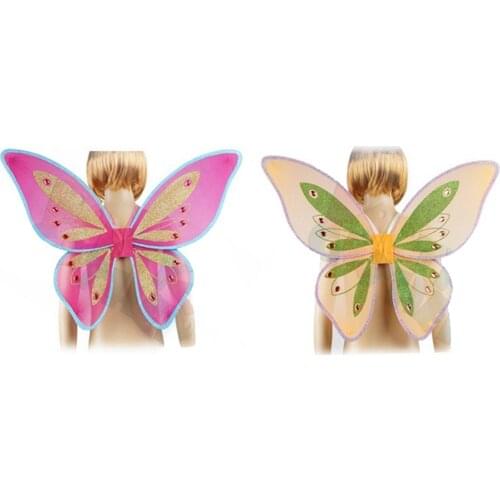 2pcs Lovely Princess Butterfly Fairy Wings Fancy Dress Up Angel Wings Ladies Girls Child Birthday Party Accessories Dance Props