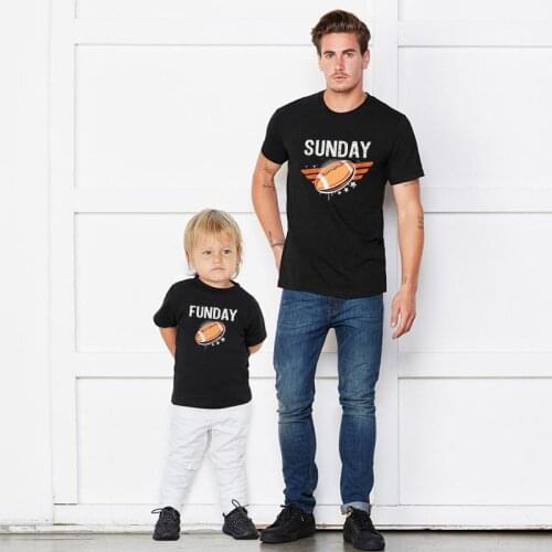 2021 summer new father-son suit round neck short-sleeved T-shirt fashion trend Dad and I cartoon rugby letter print tops