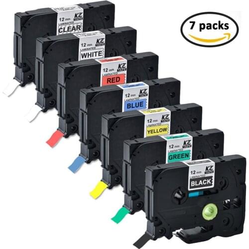 7units TZe131 tze-231 tz-431 tze-531 tze631 TZe731 tze-335 12mm label tape tze-231 brother P touch Pt-h105 Pt-h110 Pt-d210