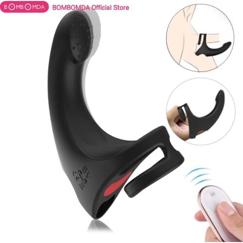9 Modes Vibrating Penis Massager Ring Dildo Sex Toys for Men Scrotum Massager Male Chastity Cage Testicle Bondage Vibrators