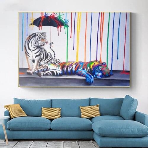 Abstract Tigers Wall Art Decorative Canvas Graffiti Art Prints Street Art Canvas Paintings On The Wall Picture Home Wall Decor