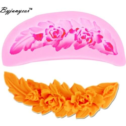 Byjunyeor M049 Epoxy UV Resin DIY Crescent Flower Mold Silicone Fondant Cake Mold Beautiful Cake Decoration Mold Cake Tool