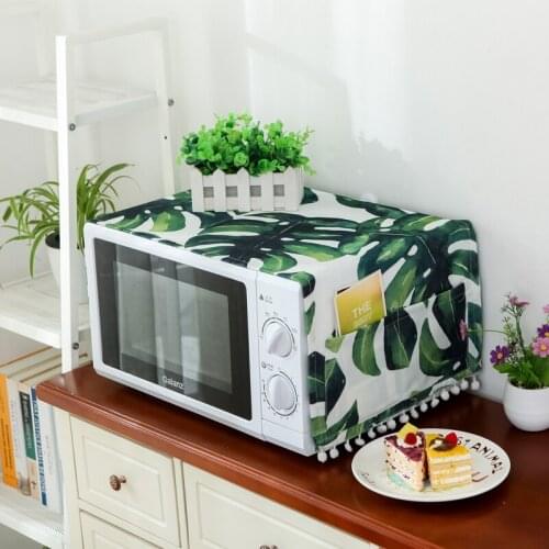 Plant Pattern Microwave Oven Cover Oil Dust Cover with Storage Bag Microwave Dust Covers Kitchen Accessories Supplies Home Decor