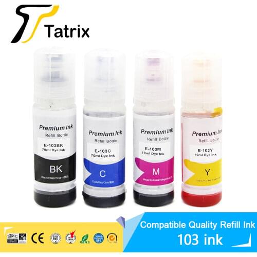 Tatrix Premium Compatible 103 Refill Dye Ink For Epson EcoTank L1110 L3100 L3110 L3111 L3116 L3150 L3151 L3156 L3160 5190Printer
