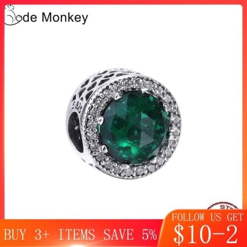 CodeMonkey 100% Real 925 Sterling Silver Green Grass Beads Charms Fit Original CodeMonkey Bracelet DIY Jewelry For Women 1003