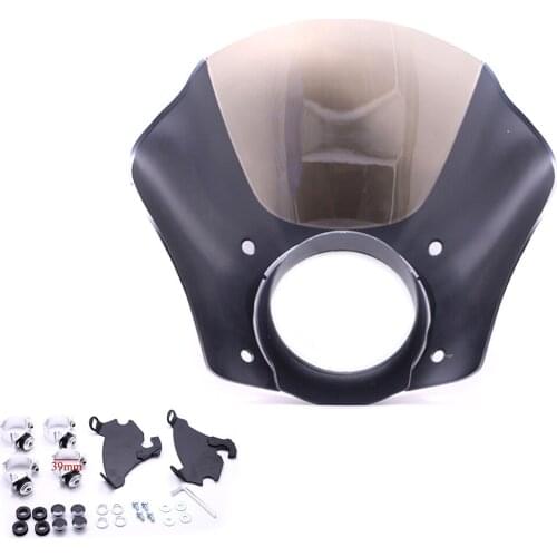For Sportster XL883 XL1200 Road King Electra Glide Dyna Glossy Black Headlight Fairing Cowl Cover Mask 7" Transparent Smoke