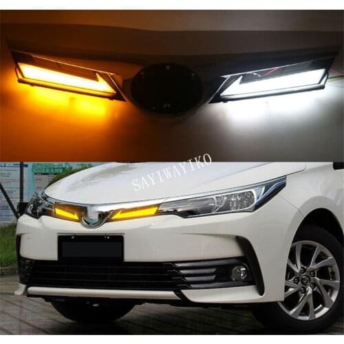 For Toyota corolla 2017 2018 Daytime Running Light DRL LED Fog Lamp Cover With Yellow Turning Signal Functions
