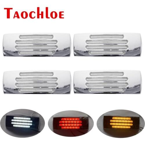 4Pcs 12V LED Clearance Lights Truck Trailer Tractor Lorry Turn Signal Indicator Lamp Chrome Side Marker Light Boat Bus Lamps