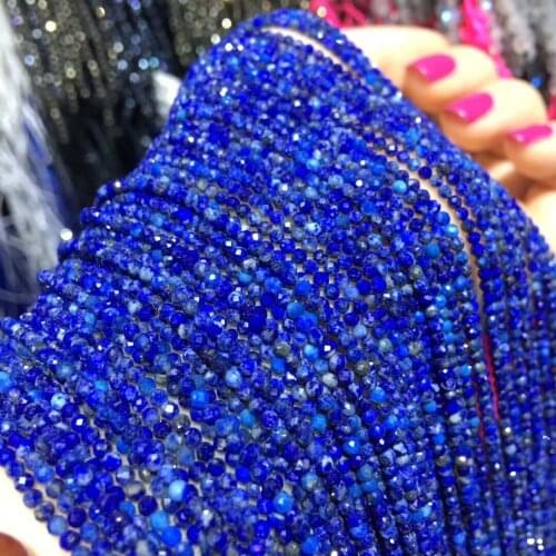 Natural stone Faceted Small Beads Lapis lazuli Loose isolation Beads for jewelry making DIY necklace bracelet accessories