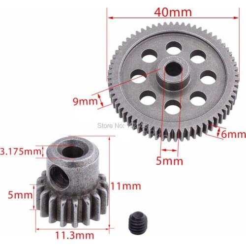 HSP 11184 64T Steel Metal Diff Main Gear + HSP 11119 17T Motor Gear Parts For RC Model Car DIY 1/10 Car 94123 94107 94111