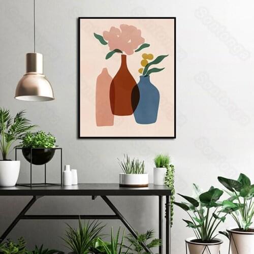 Still Life Painting Three Vases Simple and Light Luxury Modern Nordic Decorative Painting Porch Living Room Corridor Study Room