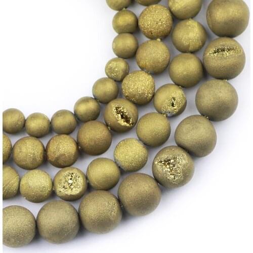 Matte Cracking Gold electroplate Gap carnelian Round Spacer 6/8/10MM Loose Beads For Jewelry making DIY Bracelet Accessories