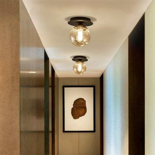 Nordic Glass Ball Shade Ceiling Lights Corridor Aisle Nordic Home Modern Home Balcony Cloakroom Stair Ceiling Lamps E27 Fixtures