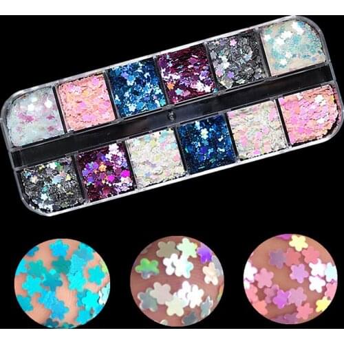 New Product 3g/bag Plum Blossom Shape Laser Flash Nail Sequins Colorful Variety of Nail Decoration Nail Art Decorations Nails