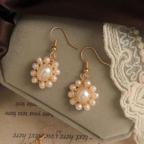 Popular Safe solid 925 silver gold plated hook natural genuine pearl beads handcraft drop earring women fine wedding jewelry