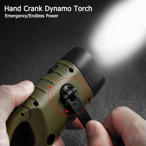 Portable Hand Crank Dynamo Torch Lantern Solar Charging Powerful Flashlight Led Rechargeable For Self defense Emergency Camping
