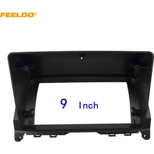 FEELDO Car 2Din Audio Face Plate Fascia Frame For Mercedes-Benz C-Class W204 9" Big Screen Radio Stereo Panel Dash Mount