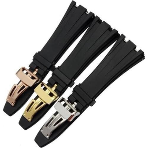MERJUST 26mm 28mm Black Silicone Rubber watch strap bracelet wristband for AP ROYAL OAK Watchband Belt 40mm 42mm Case