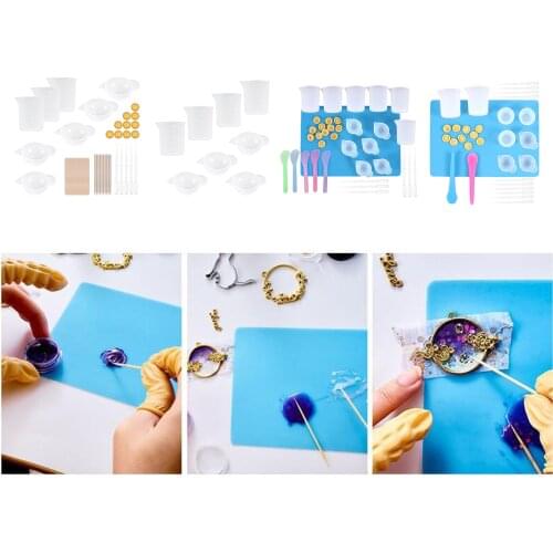 Silicone Resin Measuring Mixing Cup Stirring Resin Glue Tools Set Silicone Sheet