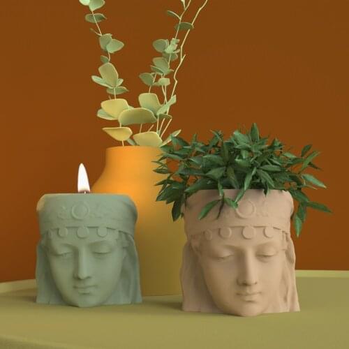 Concrete Figure Design Gypsy Woman FlowerPot Silicone mold Cement Candle Cup Mold for Aromatherapy Candlestick mold