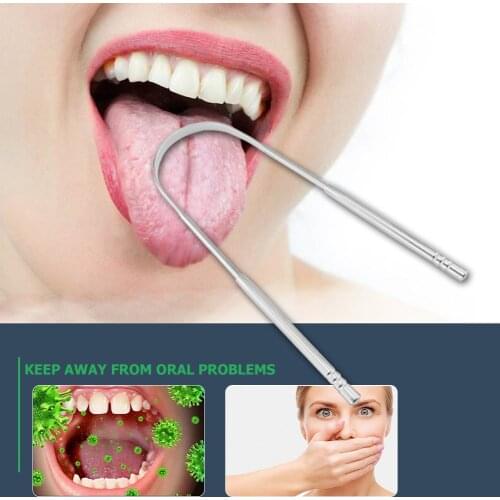 Tongue Scraper Stainless Steel Oral Tongue Cleaner Brush Fresh Breath Cleaning Coated Tongue Toothbrush Oral Hygiene Care Tools