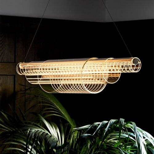 Modern dining room chandelier modern minimalist living room bar counter long strip lamps Danish designer lamps