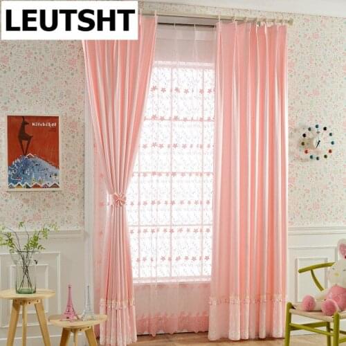 Modern Curtains for Living Dining Room Bedroom Minimalist Pink Pure Color Princess Style Curtains Kids Room Curtains Window