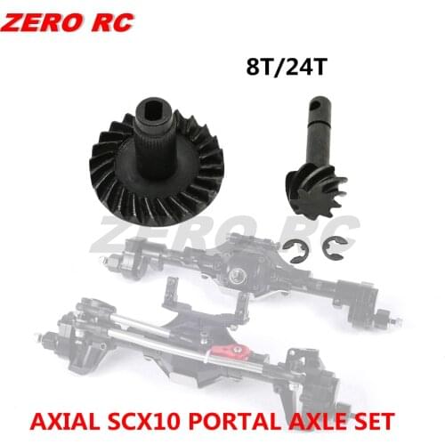 Heavy Duty Helical Bevel Ring Pinion Gear Set 8T 24T For 1/10 Axial SCX10 Metal Portal Axles Output Rc Crawler Parts Upgrades