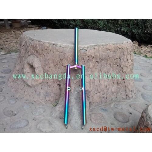 Titanium MTB bike front fork with rainbow colorchinese mountain bike front fork