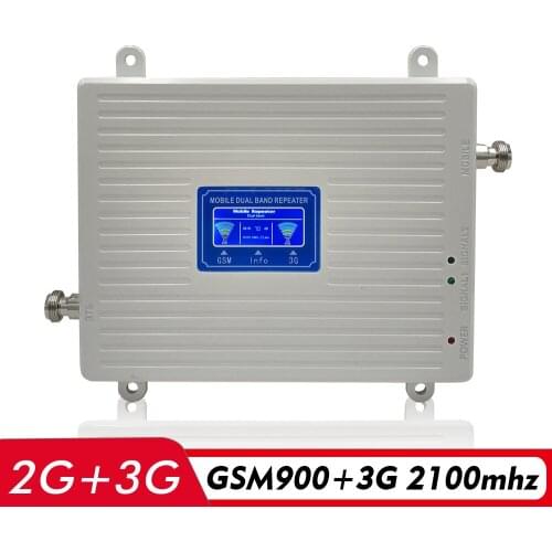 Gain 65dB 2G 3G Dual Band Booster 900MHz+2100MHz Cellular Signal Amplifier GSM 900 UMTS WCDMA 2100 Cell Phone Signal Repeater