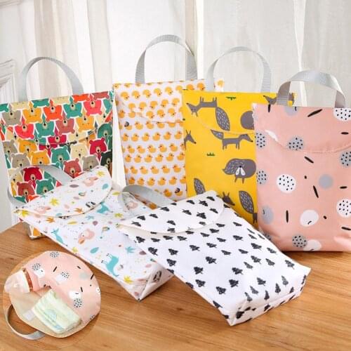 Animal Tree Print Waterproof Portable Baby Carriage Diaper Nappy Supplies Hanging Storage Bag Organizer