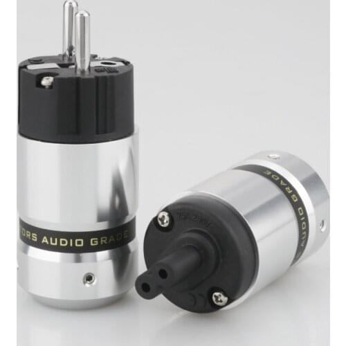 High Quality Rhodium Plated Schuko Male Plug Hifi Figure 8 IEC C7 Plug Female Socket DIY Power Cord Cable