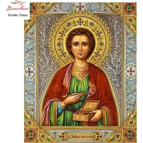 Golden Panno 5d Diy Cross Stitch Religion Icon of Leader Diamond Mosaic true religious men diamond embroidery rhinestone09