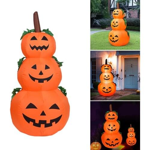 1.2m Inflatable 3 Pumpkin Stack Model Outdoor Glowing Halloween Party Props For Home Garden Courtyard Decoration Jardin