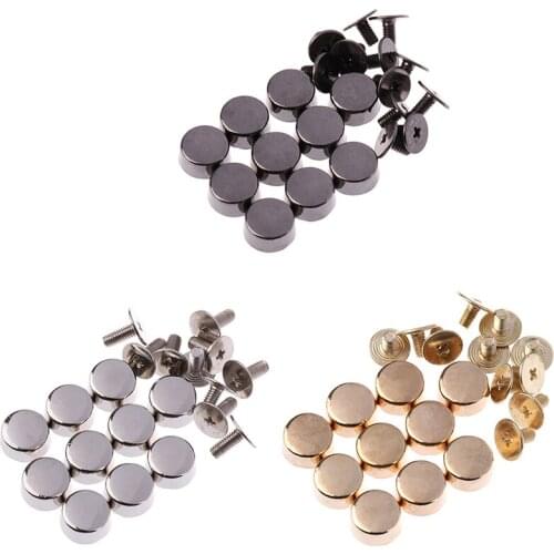 10sets Wear Protection Bag Bottom Studs Rivets For Bag Feet Screw DIY Leather Buttons Screw For Bags Hardware Belt Accessories