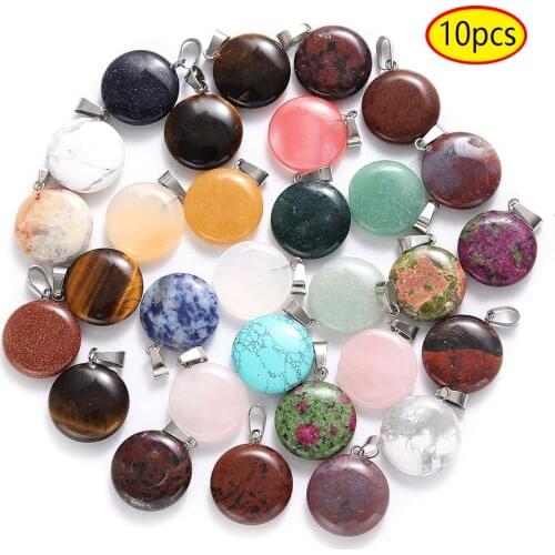 10 pcs/bag 20mm*20mm Natural Stone Necklaces & Pendants for Lover Gem Stone Quartz Crystal Healing Necklace Charm Jewelry