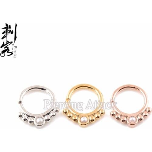 Real Septum Jewelry Mother of Pearl Septum Clicker Nose Hoop Fashion Piercing Body Jewelry Lots of 2 pcs