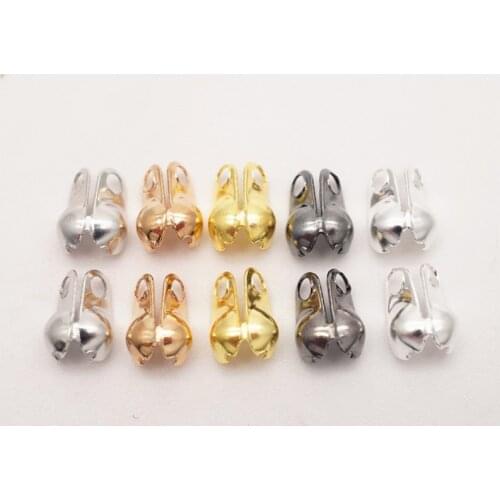 200pcs/lot Handmade Connector Flank Cords Closure End Beads Bracelet Necklace Buckle Side Clamp Crimp Beads DIY Jewelry Findings