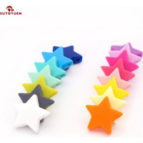 Sutoyuen 300 pcs Loose Star Silicone Beads DIY Newborn Baby Shower Products Pacifier Teether Chew Necklace Jewelry Sensory Toy