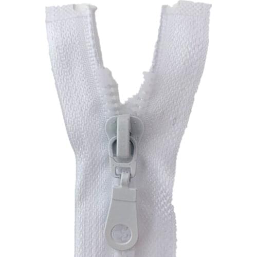 2pcs, 5 # 25cm (10inch) White Detachable Resin Zipper with Open End Automatic Eco Lock Plastic Zipper for Sewing Suit