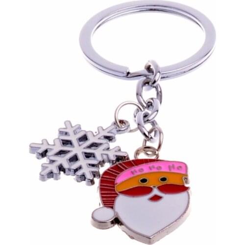 Bespmosp 12PC/Lot Snowflake Santa Claus Pendant Keychain Keyring Christmas Xmas Gift Women Friends Family Charm Chain Jewelry